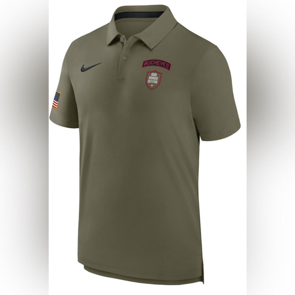 NWT Nike Men's Ohio State Buckeyes Football Olive Camo Tour Performance Polo